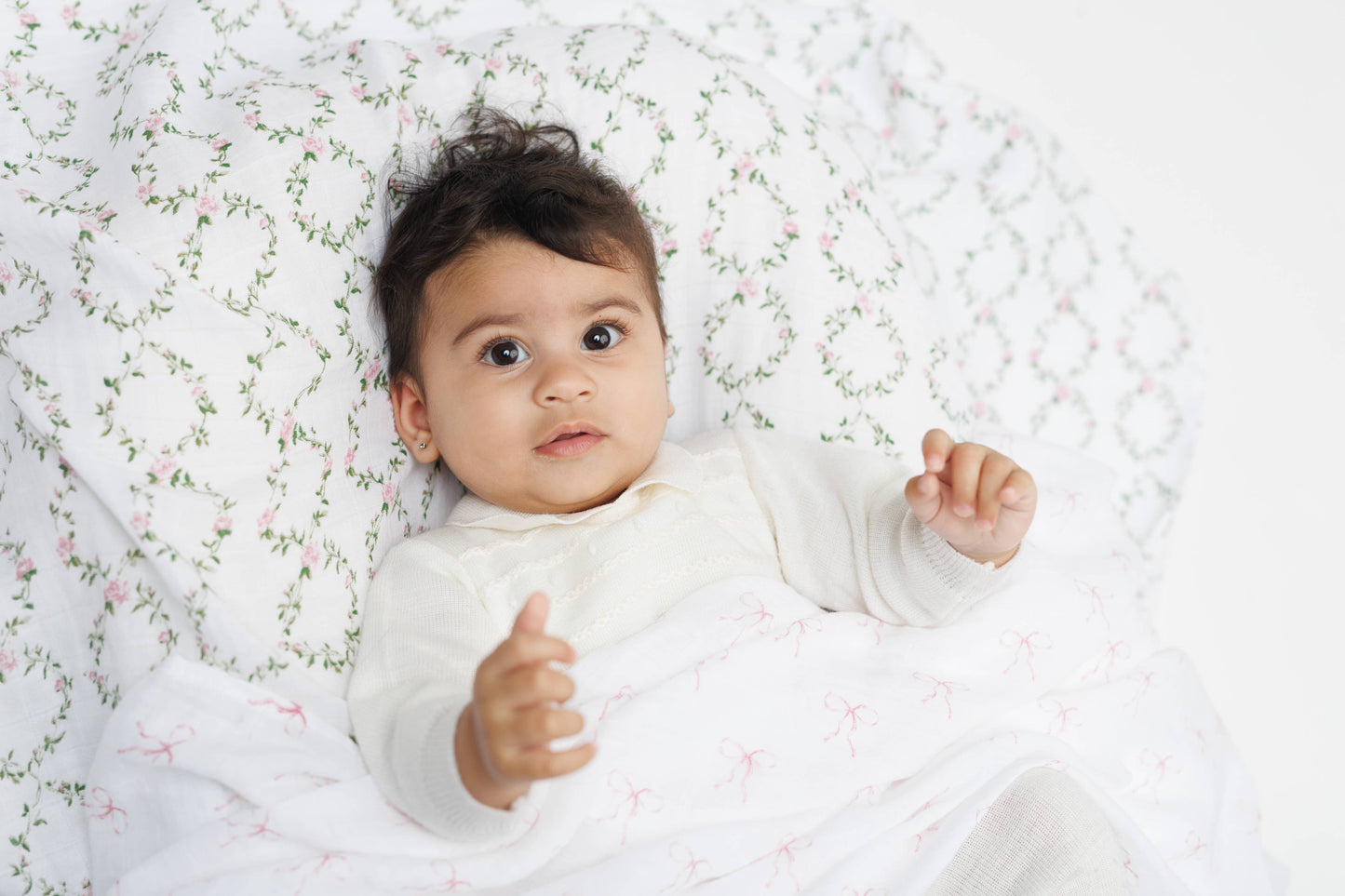 2-pack Cotton Swaddles - Bows & Rose Trellis