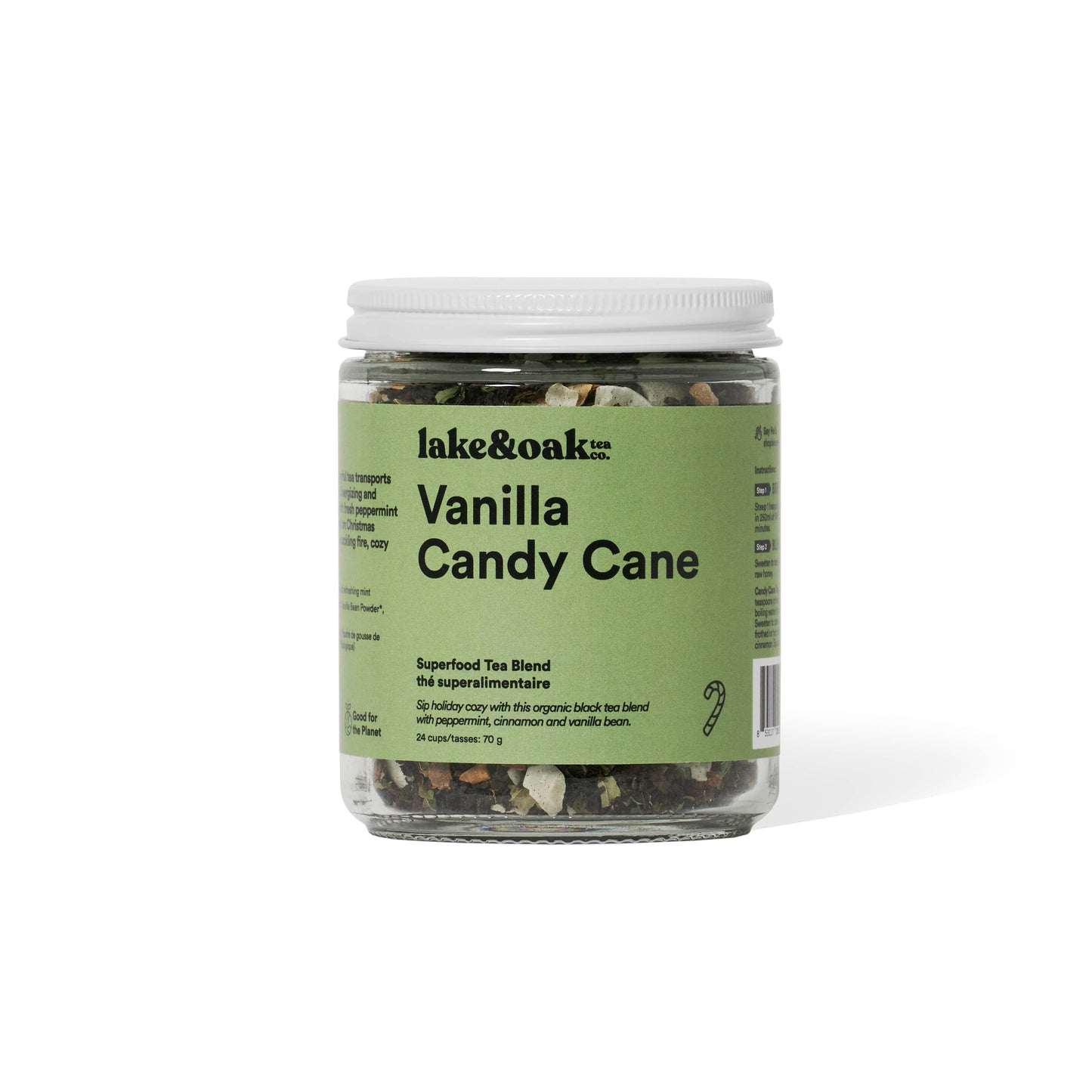 Vanilla Candy Cane - Superfood Tea Blend: Glass Jar