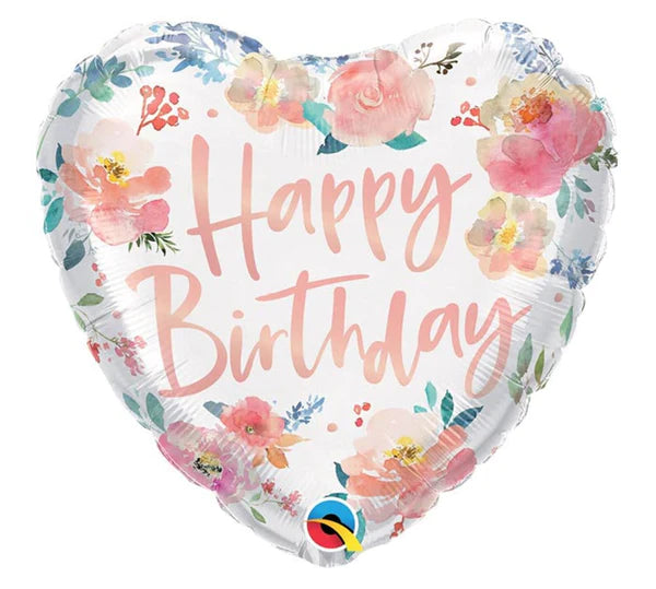 18" Floral Heart Happy Birthday