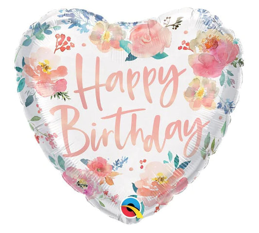 18" Floral Heart Happy Birthday