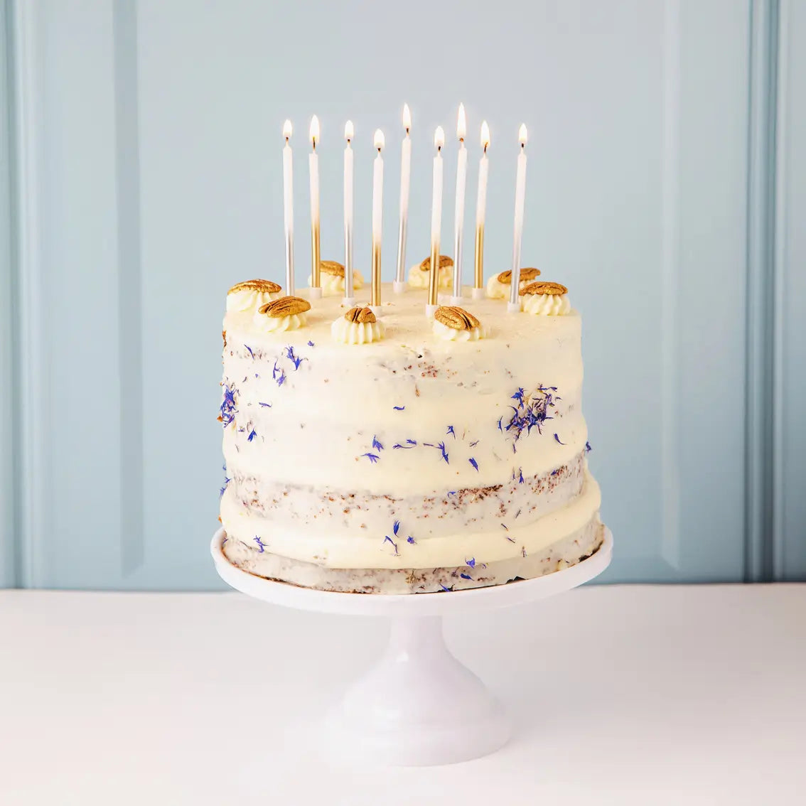 White & Gold Birthday Candles