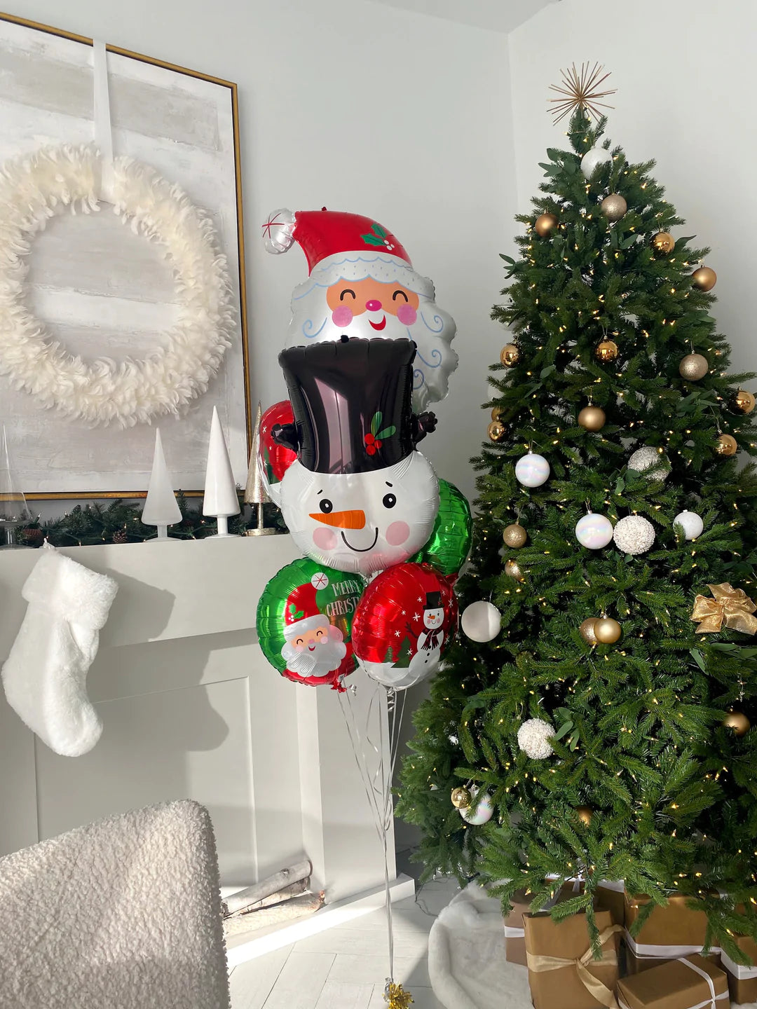 Extra-Deluxe Santa & Snowman Balloon Bouquet