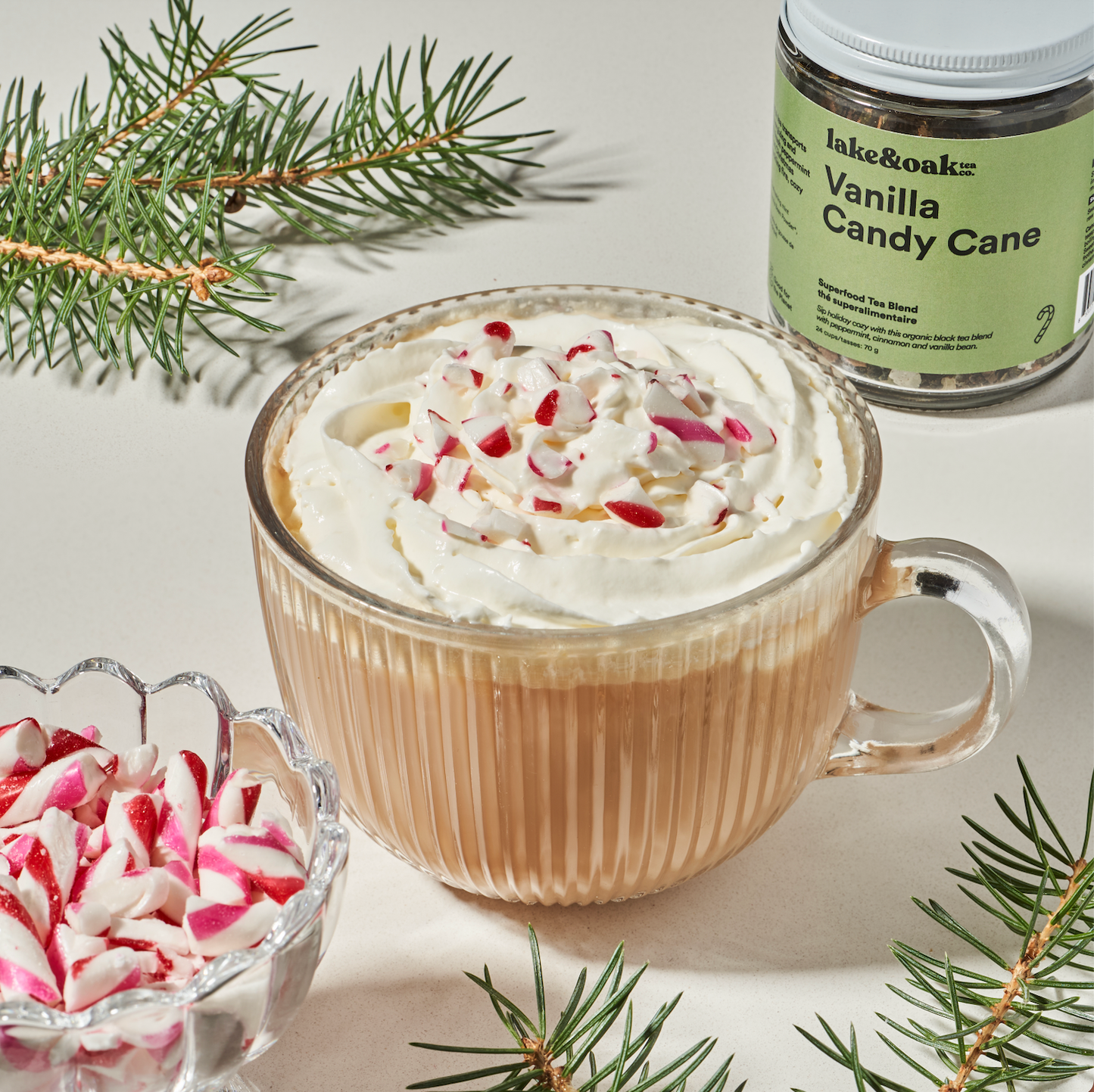 Vanilla Candy Cane -  Superfood Tea Blend: Glass Jar