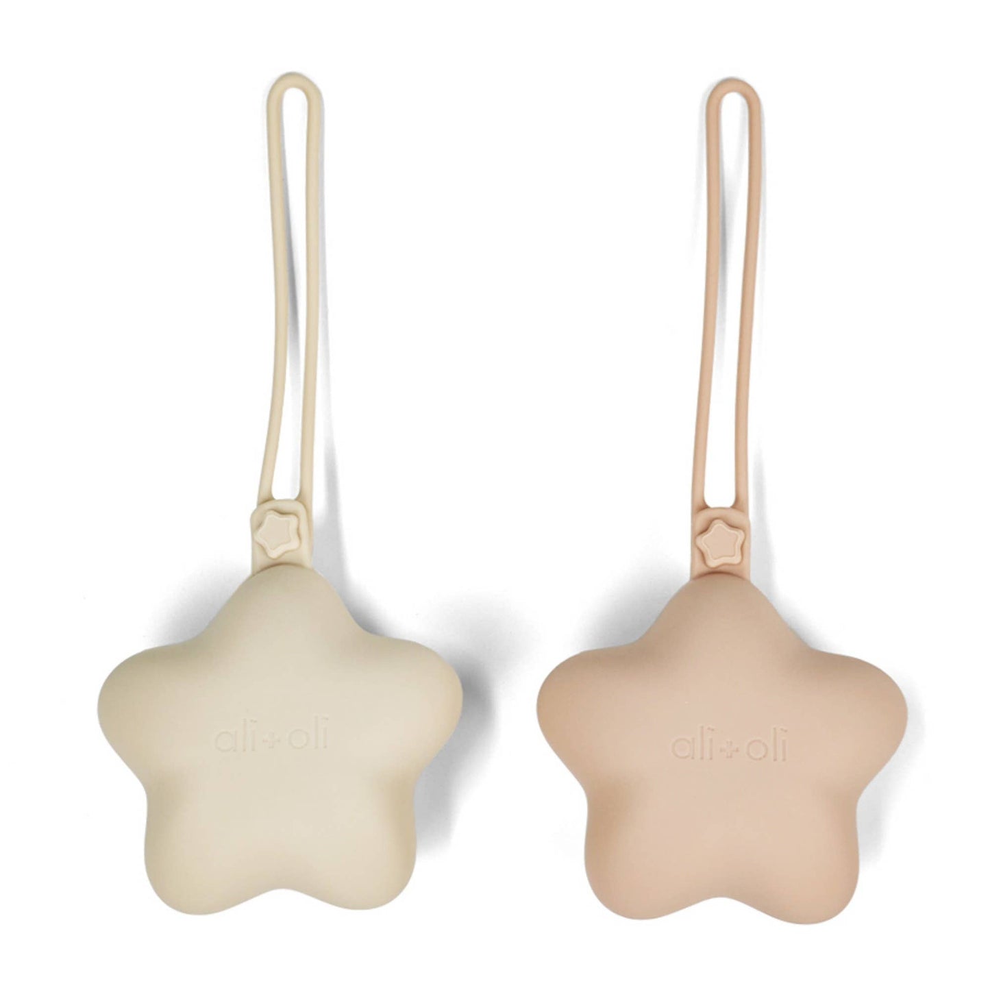 Ali+Oli Silicone Pacifier Case 2 pack Star (Blush & Sand)