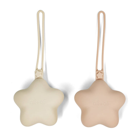 Ali+Oli Silicone Pacifier Case 2 pack Star (Blush & Sand)