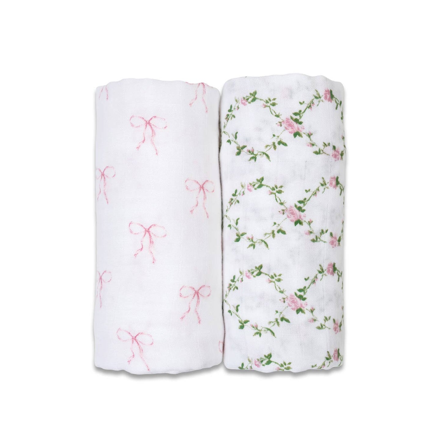 2-pack Cotton Swaddles - Bows & Rose Trellis