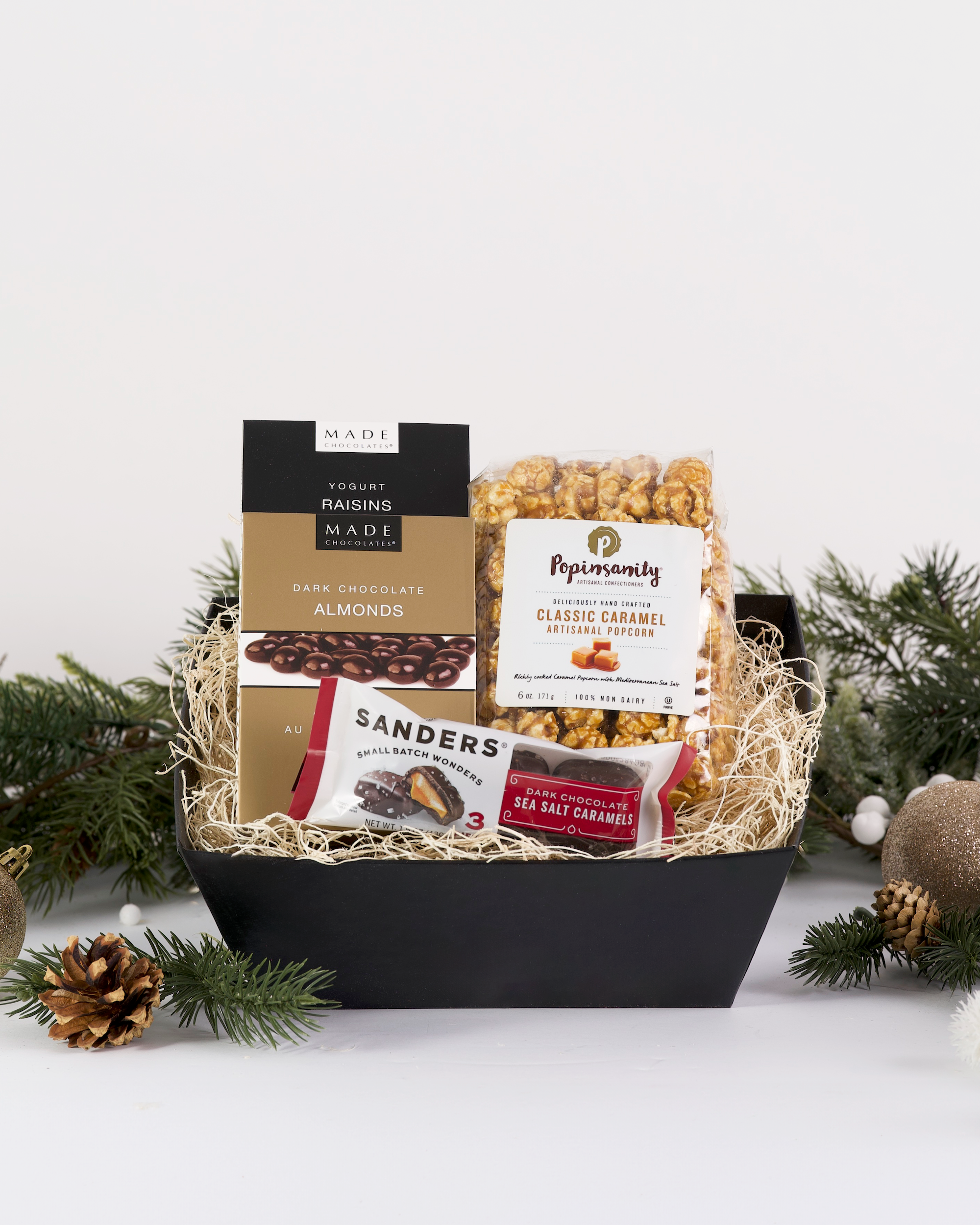Wooden Nuts & Chocolate Line-Up Kosher Gift Basket - Large • Nuts & Chocolate  Gifts • Gift Baskets by Type • Oh! Nuts®