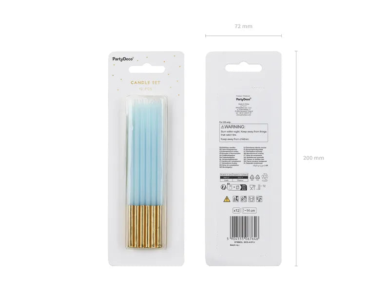 Gold Dipped Light Blue Candles