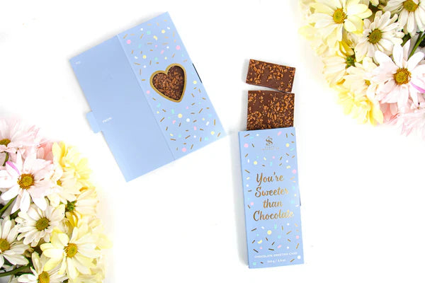 "You're Sweeter Than Chocolate" Milk Chocolate Bar Greeting Card