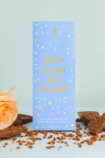 "You're Sweeter Than Chocolate" Milk Chocolate Bar Greeting Card