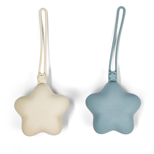 Ali+Oli Silicone Pacifier Case 2 pack Star (Mist-Sand)