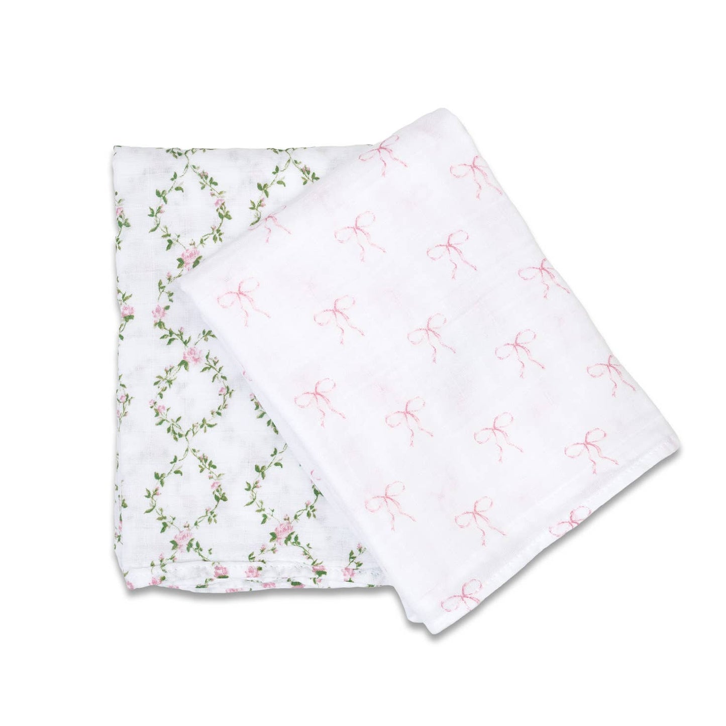 2-pack Cotton Swaddles - Bows & Rose Trellis