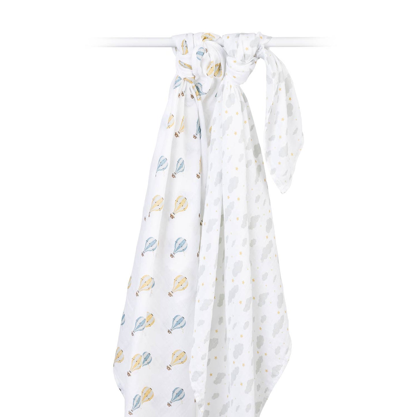 2-pack Cotton Swaddles - Hot Air Balloons & Clouds