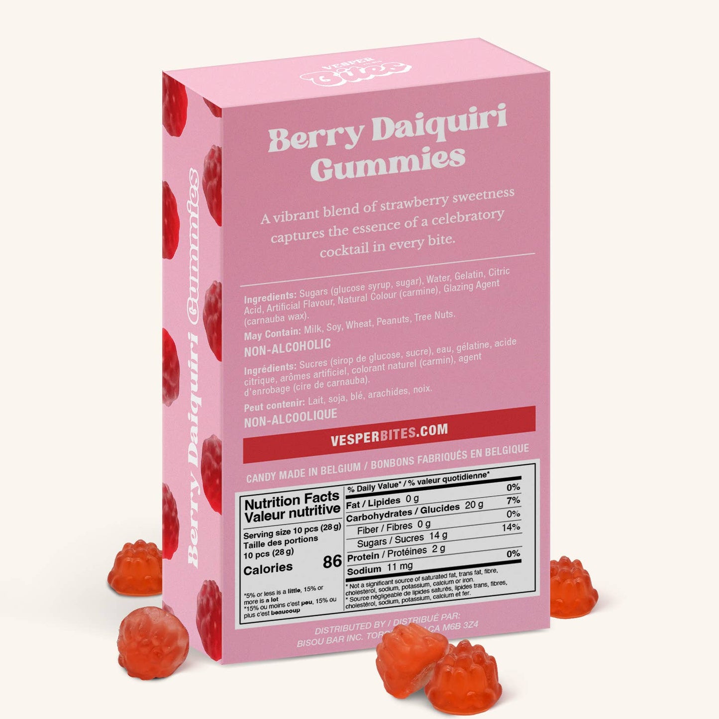 Berry Daiquiri Gummies, Chewy Candies, Alcohol-Free