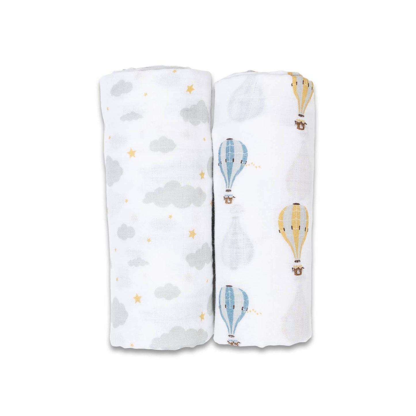 2-pack Cotton Swaddles - Hot Air Balloons & Clouds