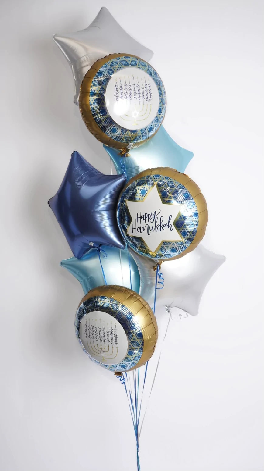 Holiday Foil Balloon Bouquet - Happy Hanukkah